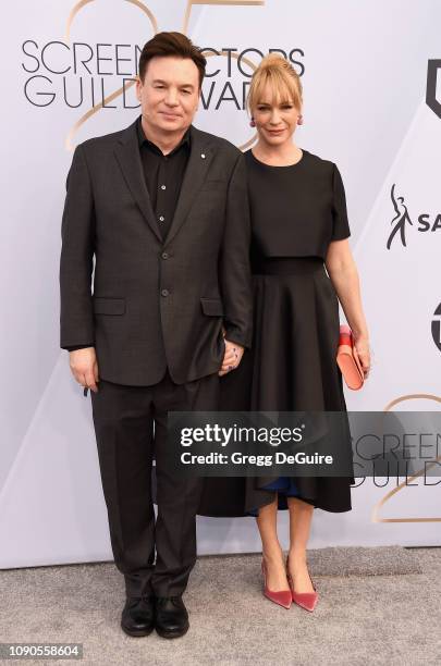 Mike Myers and Kelly Tisdale attend the 25th Annual Screen Actors Guild Awards at The Shrine Auditorium on January 27, 2019 in Los Angeles,...