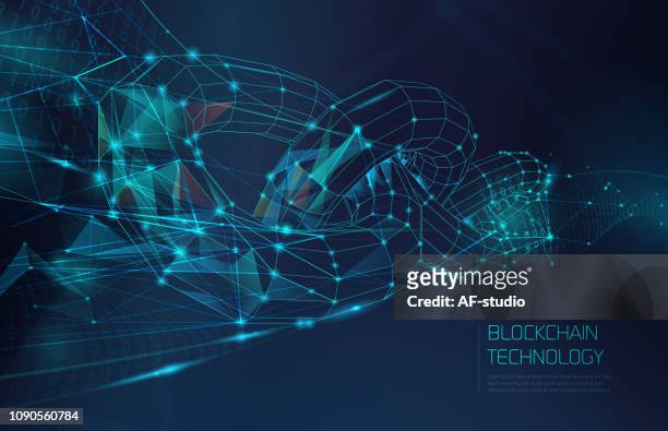 illustrazioni stock, clip art, cartoni animati e icone di tendenza di sfondo della rete blockchain astratta - chain technology