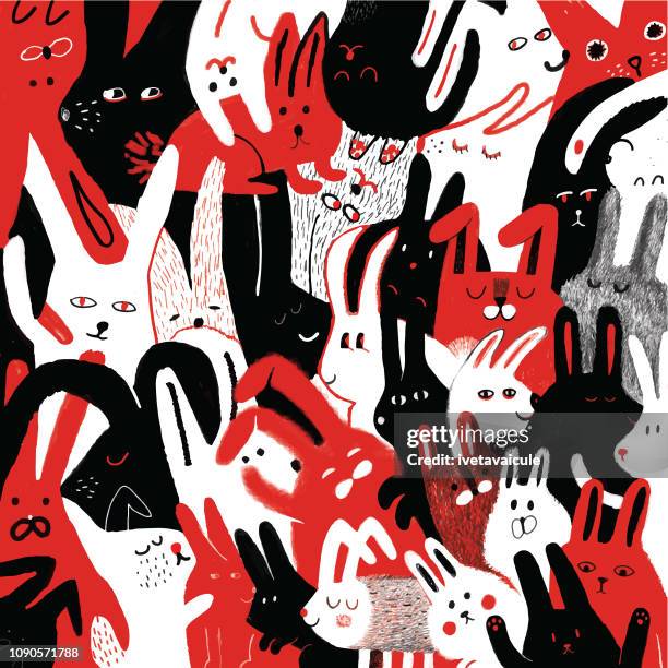 stockillustraties, clipart, cartoons en iconen met patroon van de achtergrond van de konijnen - easter pattern