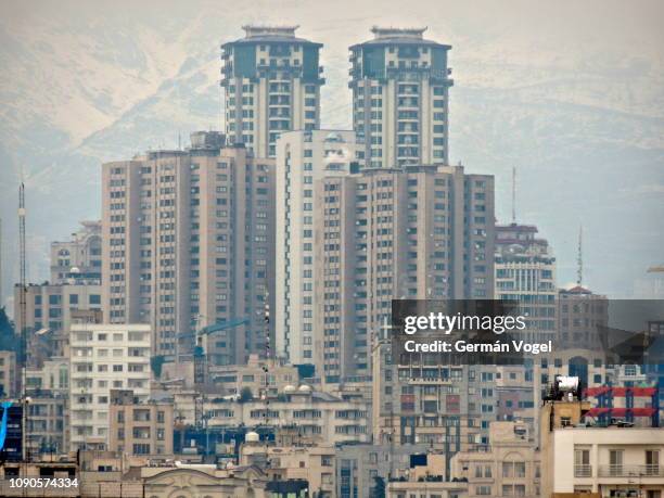 urban density in tehran city skyline, iran - tehran skyline stock pictures, royalty-free photos & images