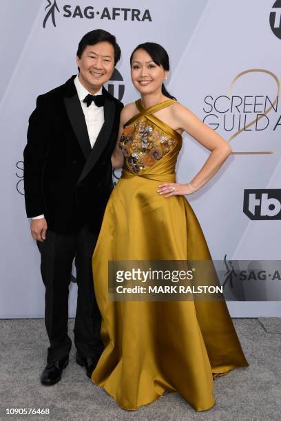 Actor Ken Jeong and his wife Tran arrive for the 25th Annual Screen Actors Guild Awards at the Shrine Auditorium in Los Angeles on January 27, 2019.
