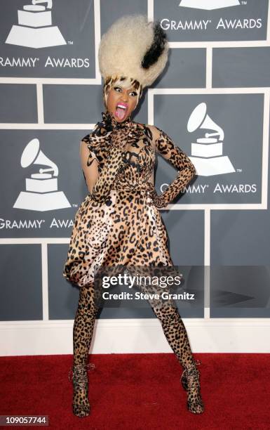 Singer Nicki Minaj arrives at The 53rd Annual GRAMMY Awards held at Staples Center on February 13, 2011 in Los Angeles, California.