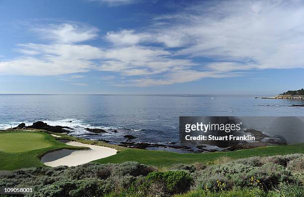 General view of the seventh hole during the final round of the AT&T Pebble Beach National Pro-Am at Pebble Beach Golf Links on February 13, 2011 in...