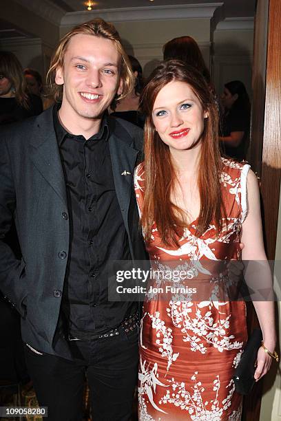 Actress Bonnie Wright and actor Jamie Campbell Bower attend the official after party for Orange British Academy Film Awards at Grosvenor House on...