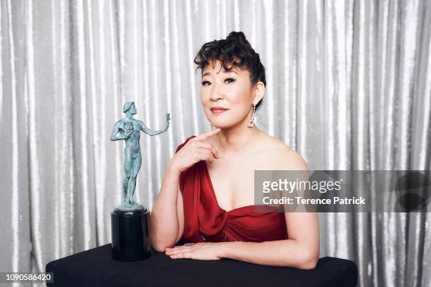 Sandra Oh, winner of Outstanding Performance by a Female Actor in a Drama Series for 'Killing Eve,' poses in the Winner's Gallery during the 25th...