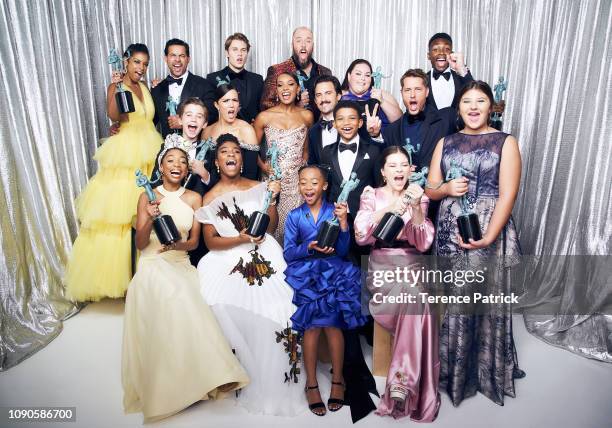 Cast and crew of 'This Is Us,' winners of the Outstanding Performance by an Ensemble in a Drama Series for 'This Is Us,' pose in the Winner's Gallery...