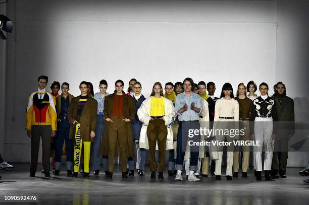 Fashion designer Alex Mullins walks the runway at the Alex Mullins Fall/Winter 2019-2020 fashion show during London Fashion Week Men's January 2019...