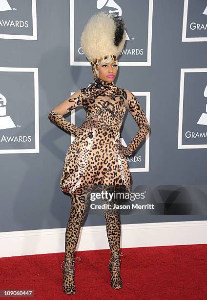 Rapper Nicki Minaj arrives at The 53rd Annual GRAMMY Awards held at Staples Center on February 13, 2011 in Los Angeles, California.