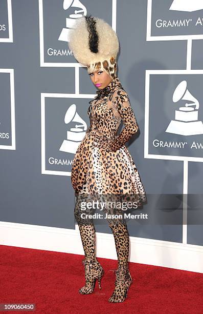 Rapper Nicki Minaj arrives at The 53rd Annual GRAMMY Awards held at Staples Center on February 13, 2011 in Los Angeles, California.