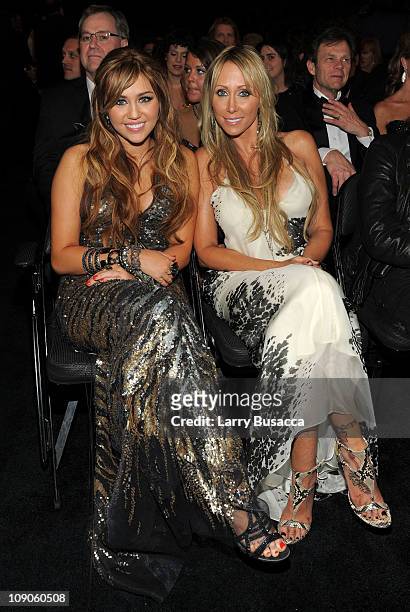 Actress Miley and Tish Cyrus attend The 53rd Annual GRAMMY Awards held at Staples Center on February 13, 2011 in Los Angeles, California.