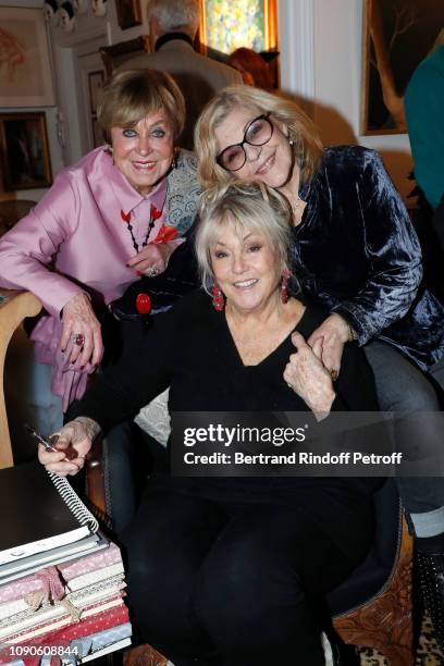 Yanou Collart, Mylene Demongeot and Nicoletta attend Yanou Collart receives her friends for the "Galette des Rois" in Paris on January 06, 2019 in...