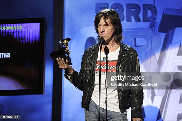 Jeff Beck onstage during The 53rd Annual GRAMMY Awards Pre-Telecast held at the Los Angeles Convention Center on February 13, 2011 in Los Angeles,...