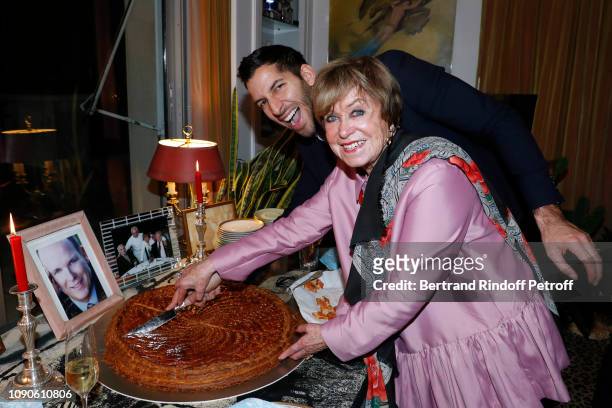 Yanou Collart receives her friends for the "Galette des Rois" in Paris on January 06, 2019 in Paris, France.