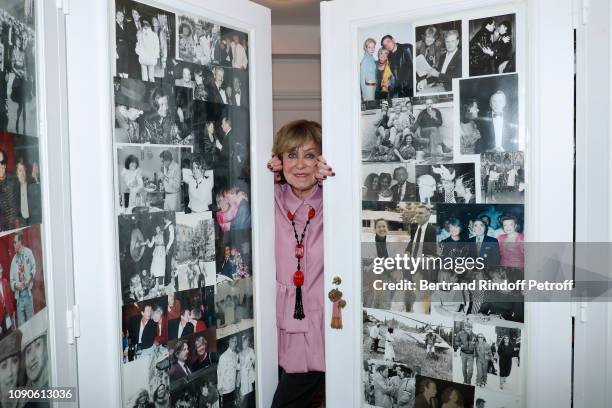 Yanou Collart receives her friends for the "Galette des Rois" in Paris on January 06, 2019 in Paris, France.