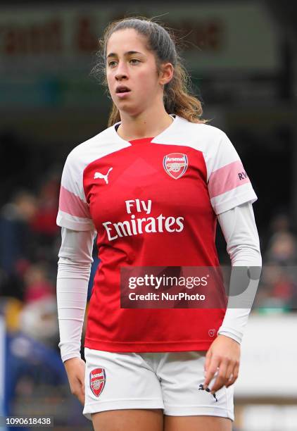 Ava Kuyken of Arsenal during the FA Women's Super league football match between Reading Women and Arsenal Women at Adams Park, Wycombe Wanderers FC,...