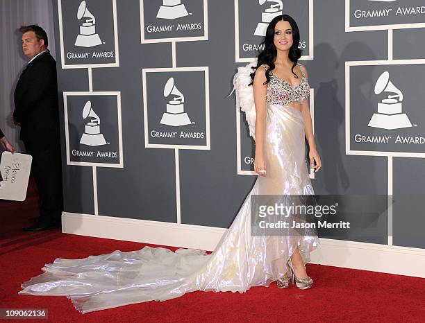 Singer Katy Perry arrives at The 53rd Annual GRAMMY Awards held at Staples Center on February 13, 2011 in Los Angeles, California.
