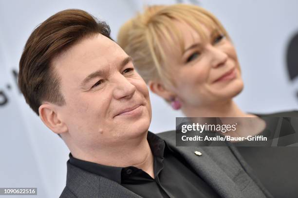 Mike Myers and Kelly Tisdale attend the 25th Annual Screen Actors Guild Awards at The Shrine Auditorium on January 27, 2019 in Los Angeles,...