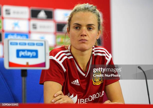 Irene Paredes of Spain during a press conference the day before the International Women's friendly football match between Spain and United States at...