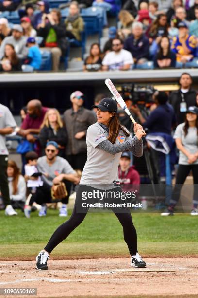 California Strong Celebrity Game: ESPN baseball analyst Jessica Mendoza during at bat at Pepperdine University. The charity game raised funds for...