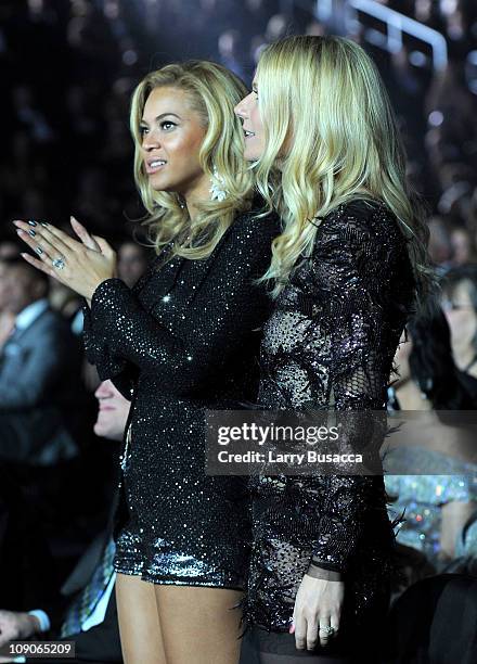 Singer Beyonce and actress Gwyneth Paltrow attend The 53rd Annual GRAMMY Awards held at Staples Center on February 13, 2011 in Los Angeles,...