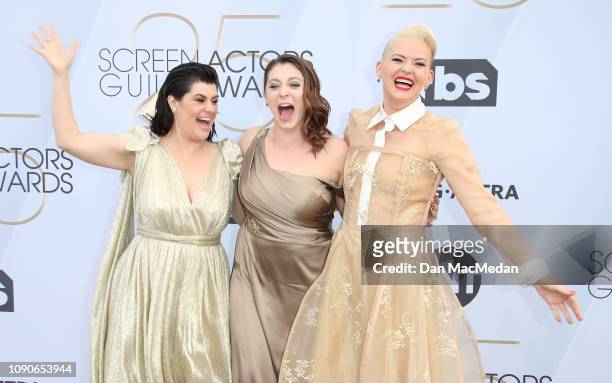 Rebekka Johnson, Rachel Bloom, and Kimmy Gatewood attend the 25th Annual Screen Actors Guild Awards at The Shrine Auditorium on January 27, 2019 in...