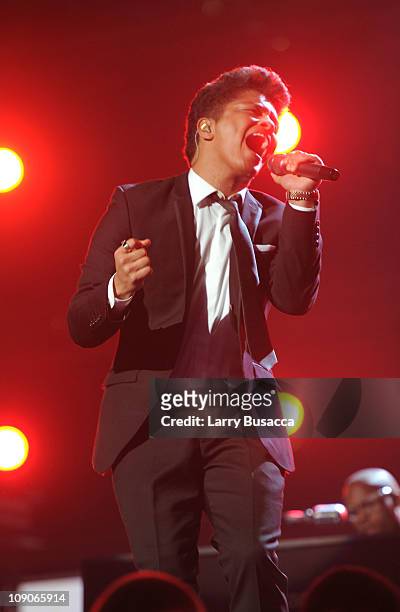 Singer Bruno Mars performs onstage at The 53rd Annual GRAMMY Awards held at Staples Center on February 13, 2011 in Los Angeles, California.