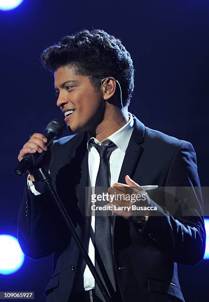 Singer Bruno Mars performs onstage at The 53rd Annual GRAMMY Awards held at Staples Center on February 13, 2011 in Los Angeles, California.