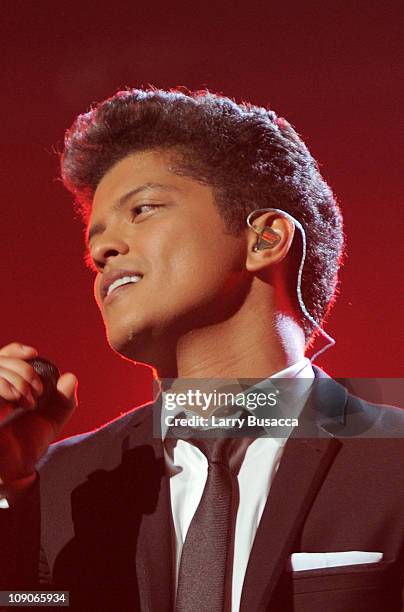 Singer Bruno Mars performs onstage at The 53rd Annual GRAMMY Awards held at Staples Center on February 13, 2011 in Los Angeles, California.