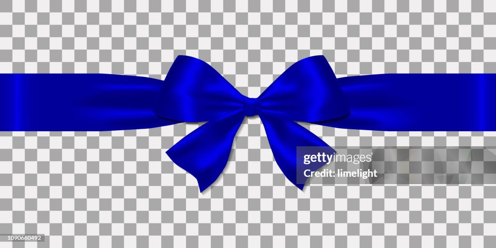 Realistic Decorative Shiny Satin Blue Ribbons And Bow Isolated On  Transparent Background High-Res Vector Graphic - Getty Images