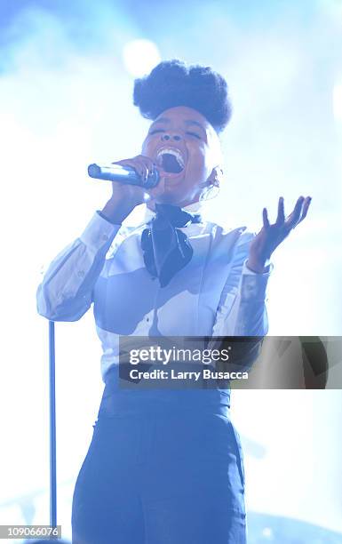 Singer Janelle Monae performs onstage at The 53rd Annual GRAMMY Awards held at Staples Center on February 13, 2011 in Los Angeles, California.