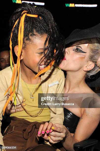 Singers Willow Smith and Lady Gaga attend The 53rd Annual GRAMMY Awards held at Staples Center on February 13, 2011 in Los Angeles, California.