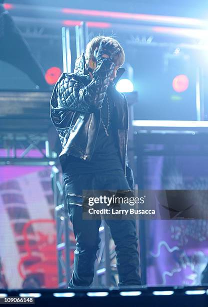 Singer Justin Bieber performs onstage at The 53rd Annual GRAMMY Awards held at Staples Center on February 13, 2011 in Los Angeles, California.