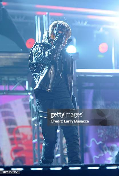 Singer Justin Bieber performs onstage at the The 53rd Annual GRAMMY Awards held at Staples Center on February 13, 2011 in Los Angeles, California.