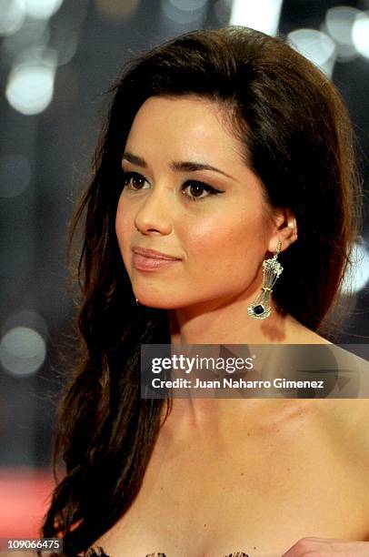 Dafne Fernandez arrives to the 2011 edition of the 'Goya Cinema Awards' ceremony at Teatro Real on February 13, 2011 in Madrid, Spain.