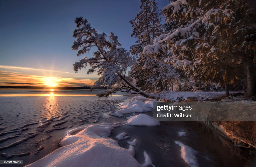 Cold Creek Wintry Sunset