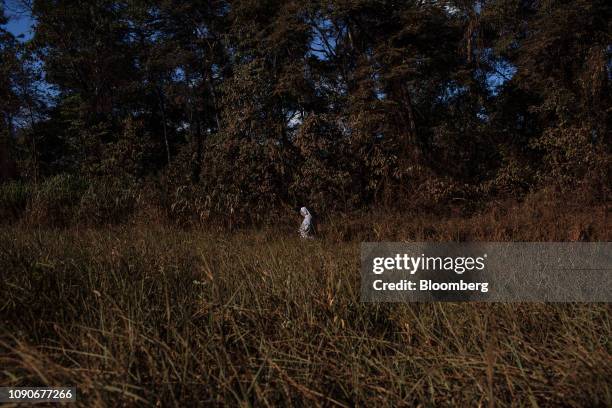 Nun visits the site after a Vale SA dam burst in Brumadinho, Minas Gerais state, Brazil, on Monday, Jan. 28, 2019. Vale's dam breach has left at...