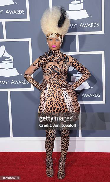 Recording artist Nicki Minaj arrives at The 53rd Annual GRAMMY Awards at Staples Center on February 13, 2011 in Los Angeles, California.