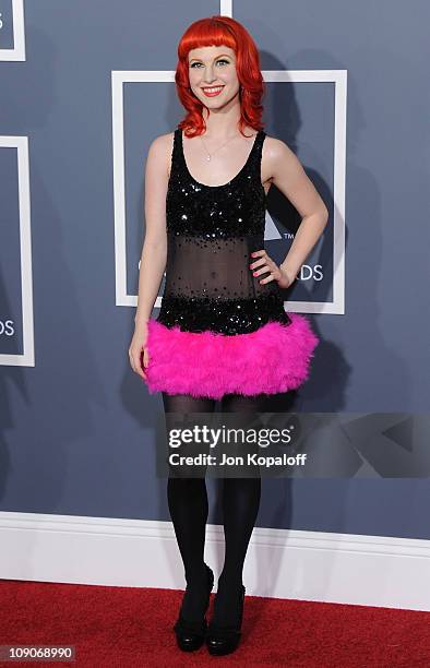 Recording artist Hayley Williams of Paramore arrives at The 53rd Annual GRAMMY Awards at Staples Center on February 13, 2011 in Los Angeles,...