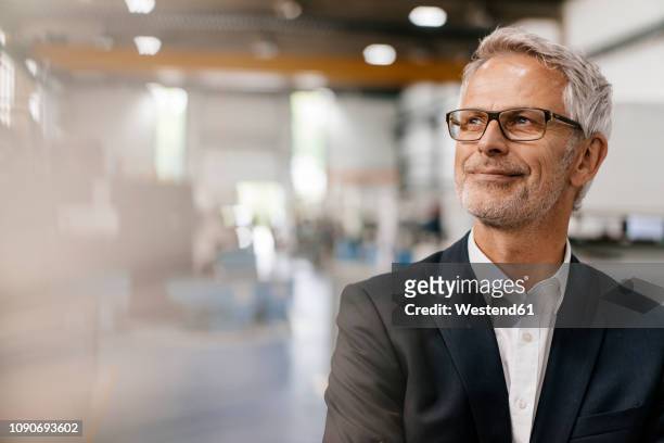portrait of a successful entrepreneur in his company - portrait business man stock-fotos und bilder