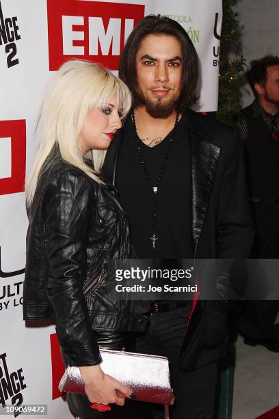 Dave Navarro and girlfriend arrive at Ultimate Ears By Logitech Presents The EMI Grammys After Party at Milk Studios on February 13, 2011 in...
