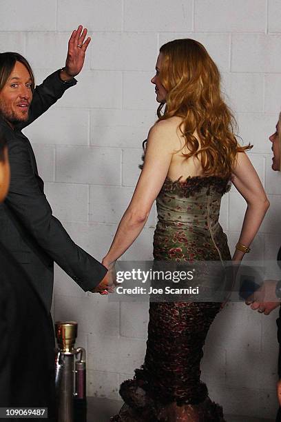 Keith Urban and Nicole Kidman arrive at Ultimate Ears By Logitech Presents The EMI Grammys After Party at Milk Studios on February 13, 2011 in...