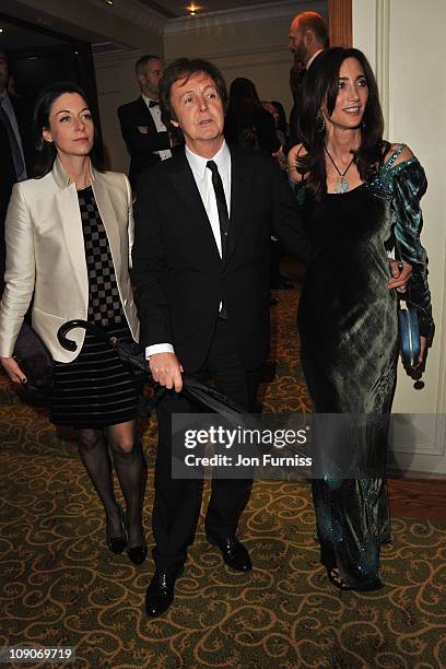 Mary McCartney, Sir Paul McCartney and Nancy Shevell attend the official after party for Orange British Academy Film Awards at Grosvenor House on...