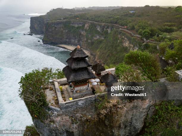 indonesia, bali, aerial view of uluwatu temple - uluwatu stock pictures, royalty-free photos & images