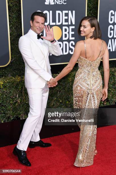Irina Shayk and Bradley Cooper attends the 76th Annual Golden Globe Awards at The Beverly Hilton Hotel on January 06, 2019 in Beverly Hills,...
