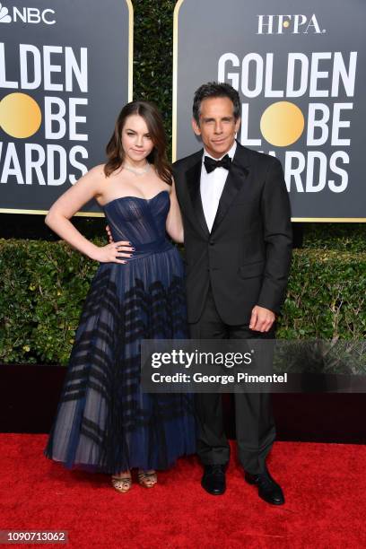 Ella Stiller and Ben Stiller attends the 76th Annual Golden Globe Awards held at The Beverly Hilton Hotel on January 06, 2019 in Beverly Hills,...