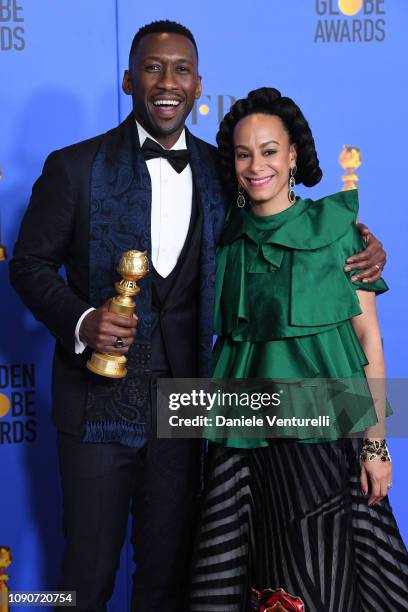 Mahershala Ali and Amatus Sami-Karim poses in the press room during the 75th Annual Golden Globe Awards at The Beverly Hilton Hotel on January 06,...