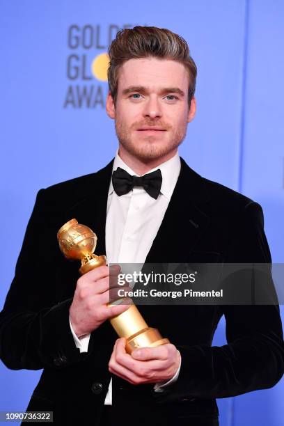Best Performance by an Actor in a Television Series Drama for 'Bodyguard' winner Richard Madden poses in the press room during the 75th Annual Golden...