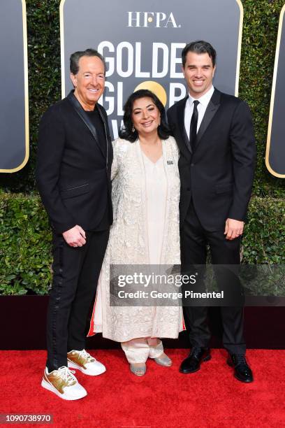 Barry Adelman, Meher Tatna and Mike Mahan attend the 76th Annual Golden Globe Awards held at The Beverly Hilton Hotel on January 06, 2019 in Beverly...