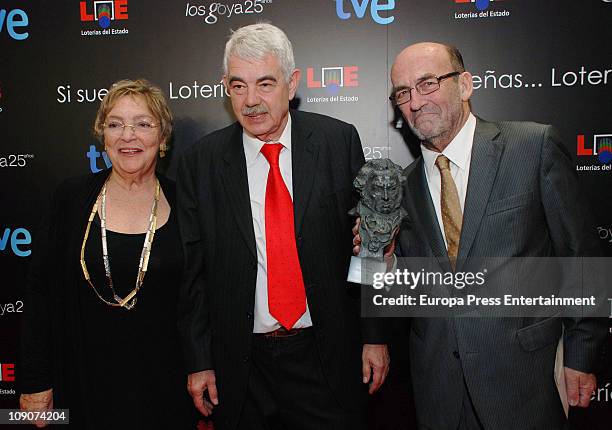 Diana Garrigosa and Pascual Maragall attend press room photocall during the 2011 edition of the 'Goya Cinema Awards' ceremony at Teatro Real on...