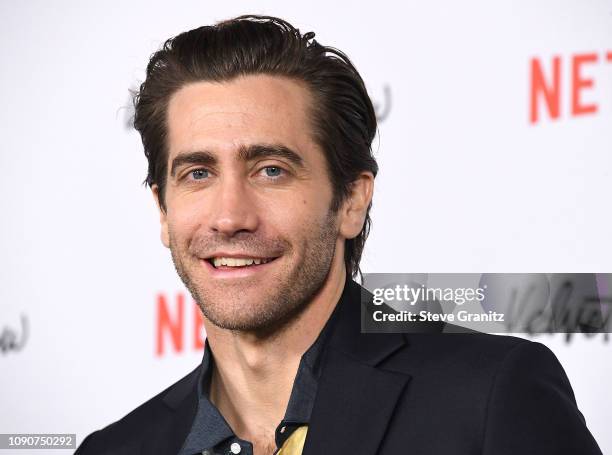 Jake Gyllenhaal arrives at the Los Angeles Premiere Screening Of "Velvet Buzzsaw" at American Cinematheque's Egyptian Theatre on January 28, 2019 in...